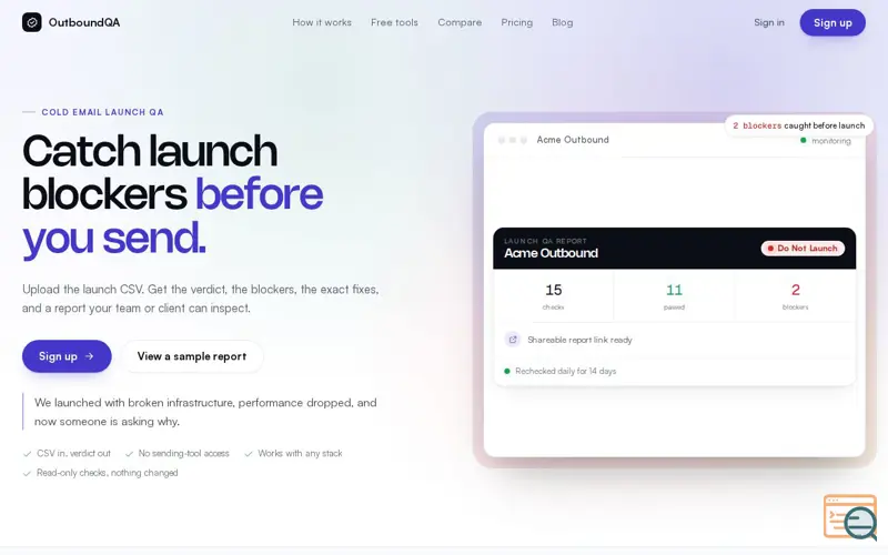 Screenshot of OutboundQA