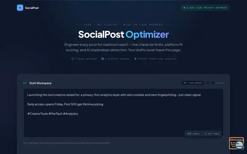 Screenshot of SocialPost Optimizer