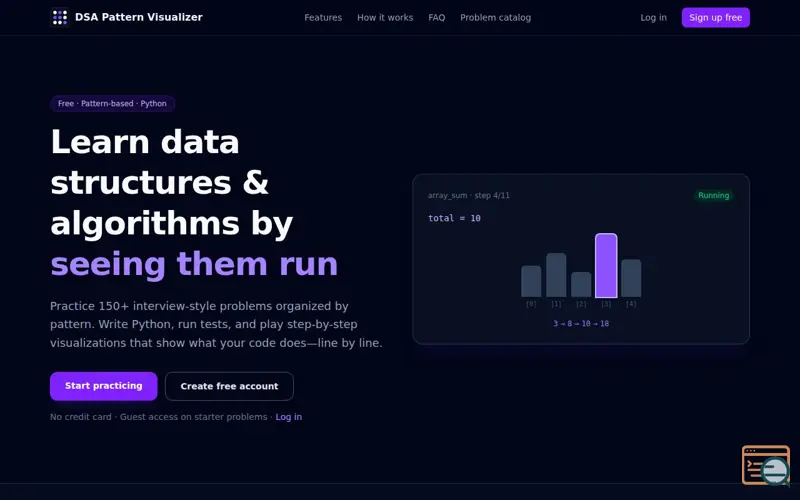 Screenshot of DSA Pattern Visualizer