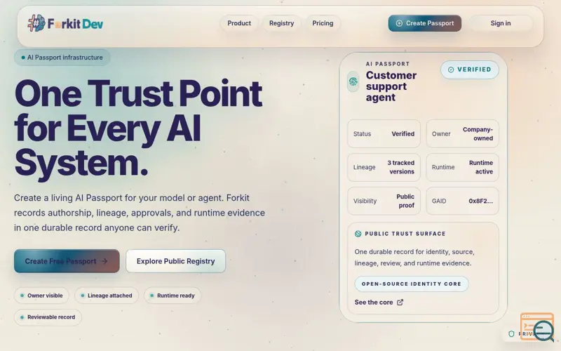 Screenshot of Forkit Dev AI Passport