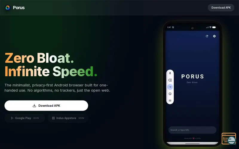 Screenshot of Porus Browser