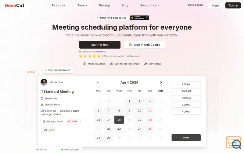 Screenshot of Novacal