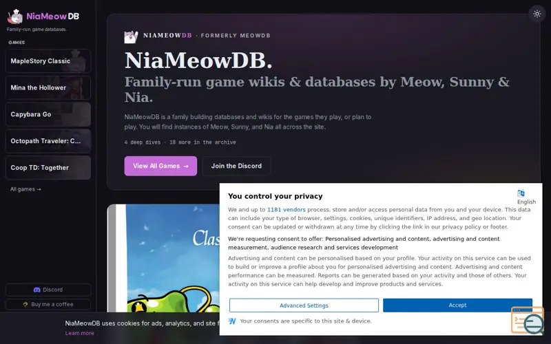 Screenshot of NiaMeowDB