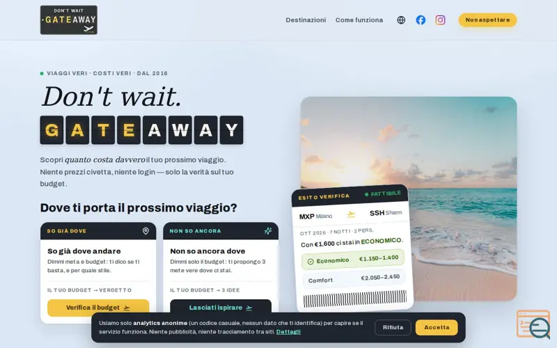 Screenshot of GateAwayBudget