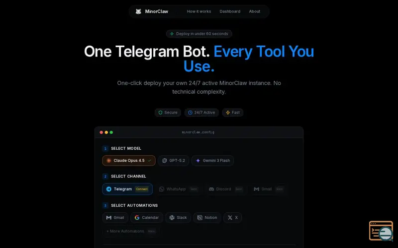 Screenshot of MinorClaw