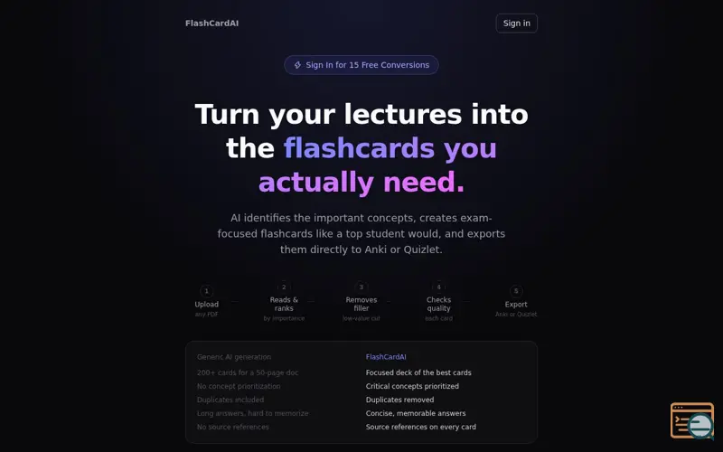 Screenshot of Flashcards AI