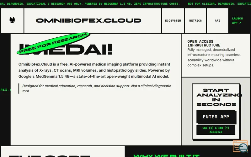 Screenshot of OmniBioFex.Cloud, a launch using Mailbux