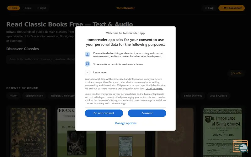 Screenshot of TomeReader - Free Classic Books & Audio