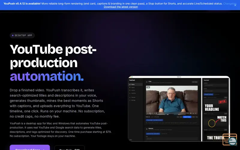 Screenshot of YouPush