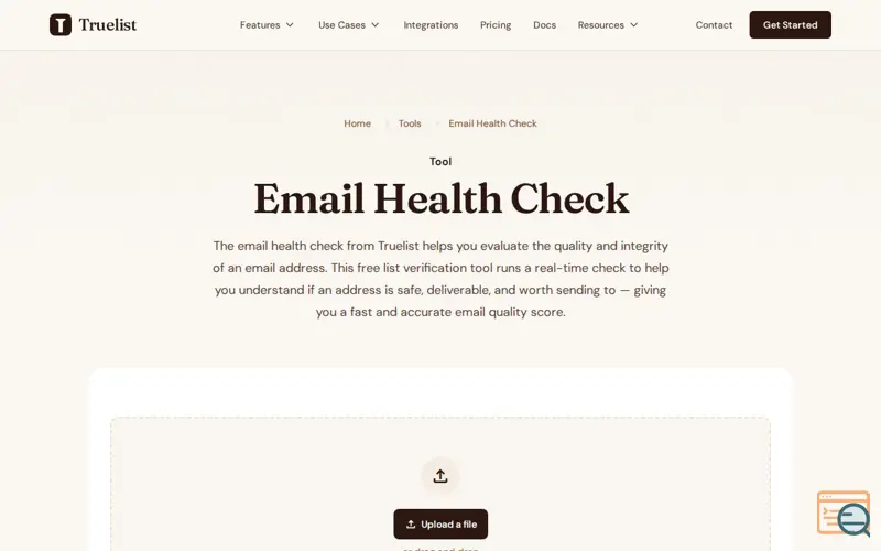 Screenshot of Email Health Check by Truelist, a launch using GA Connector