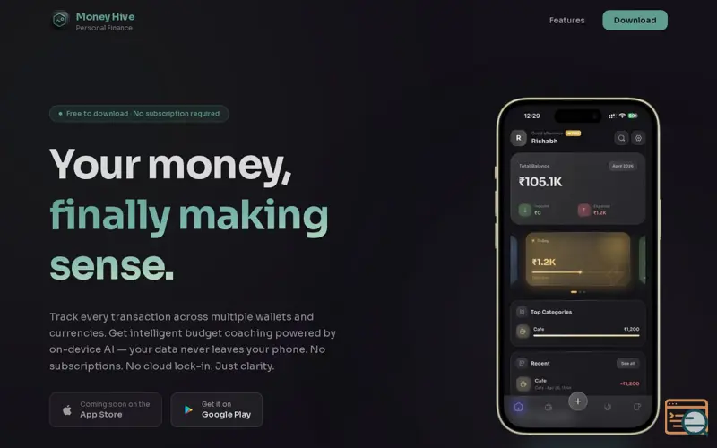 Screenshot of Money Hive — Personal Finance Tracker