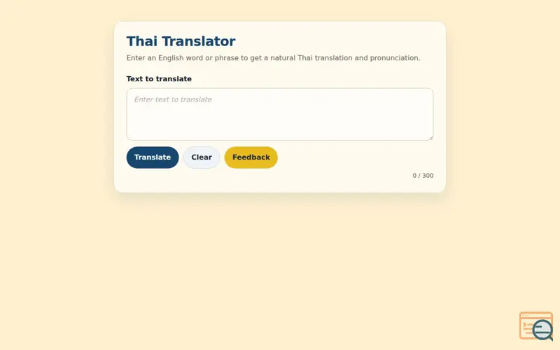 Screenshot of Thai Translator for English Speakers
