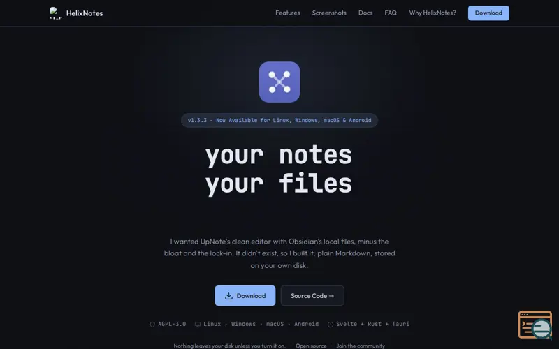 Screenshot of HelixNotes