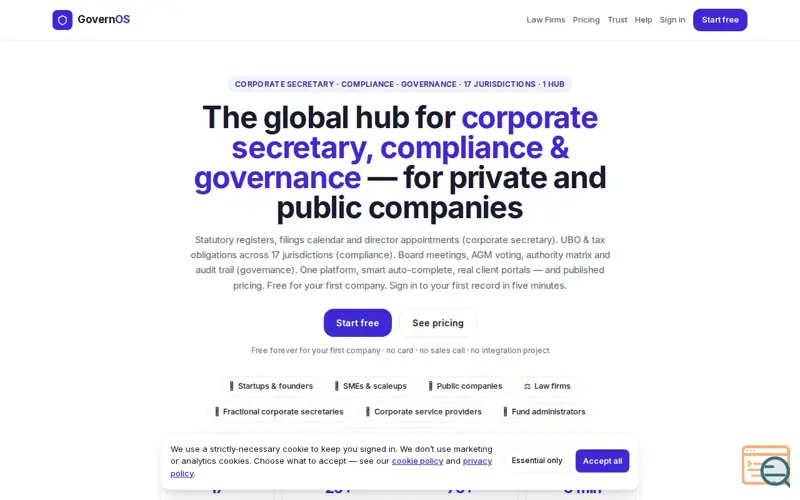 Screenshot of GovernOS SMB Governance and Compliance