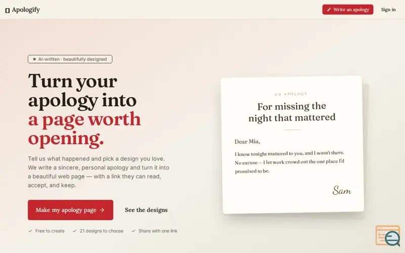 Screenshot of Apologify