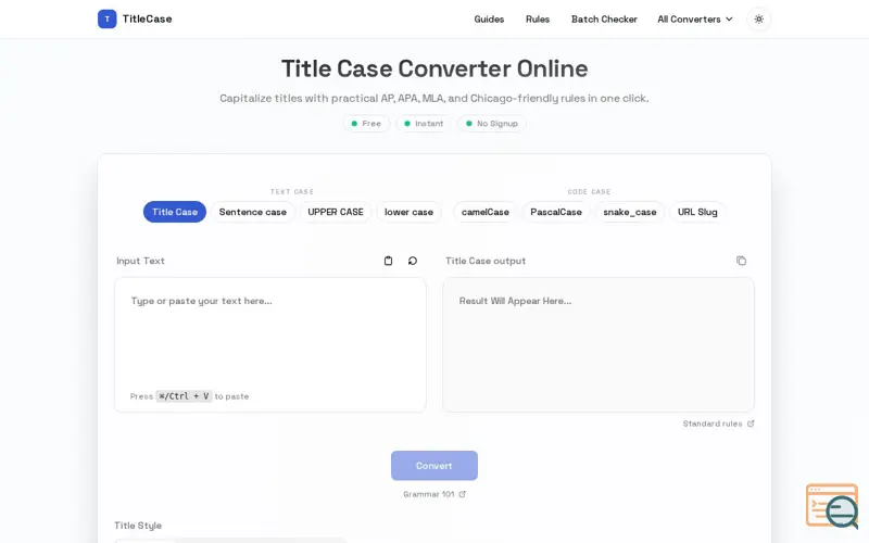 Screenshot of Title Case Converter