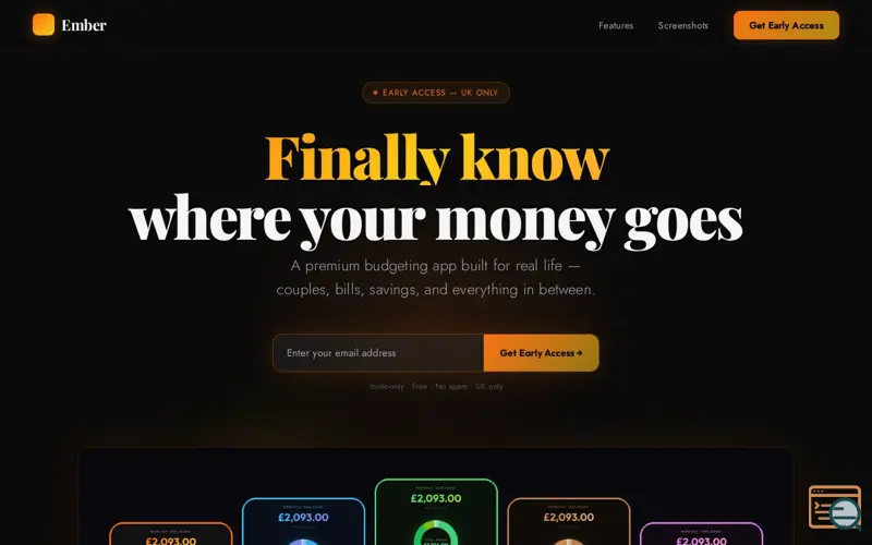Screenshot of EMBER Budgeting App