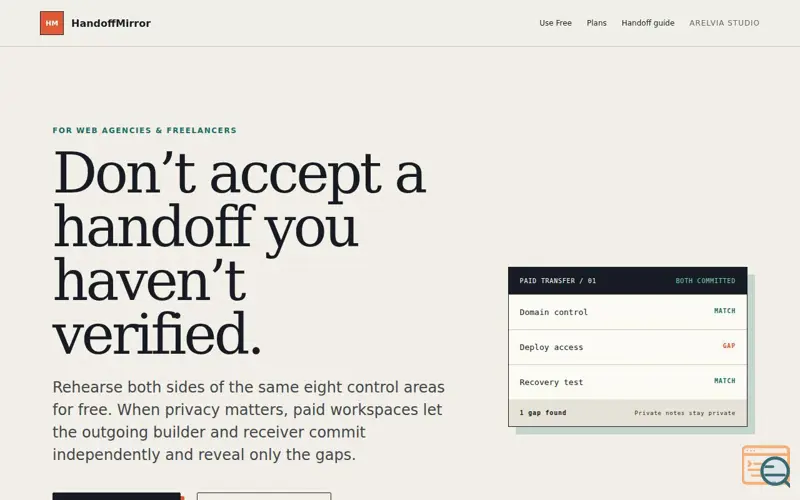 Screenshot of HandoffMirror