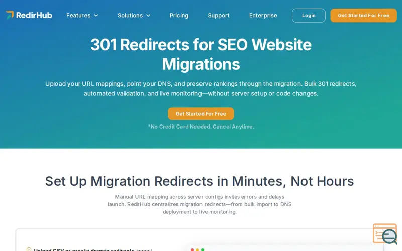 Screenshot of RedirHub Website Migration