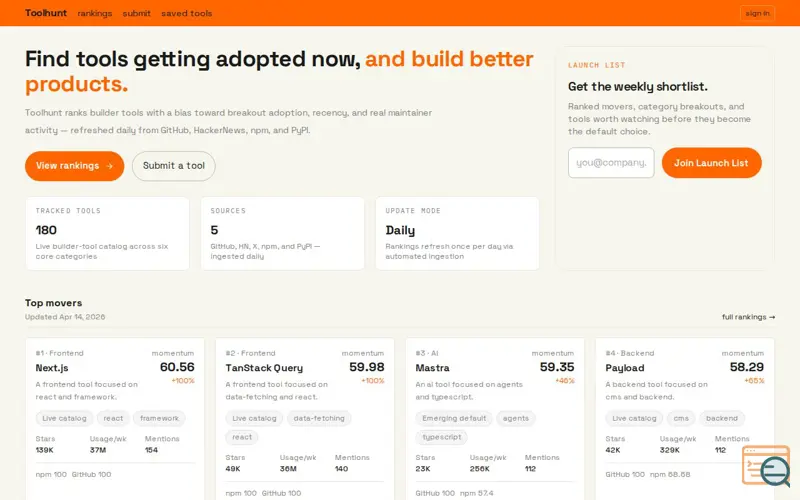 Screenshot of Toolhunt
