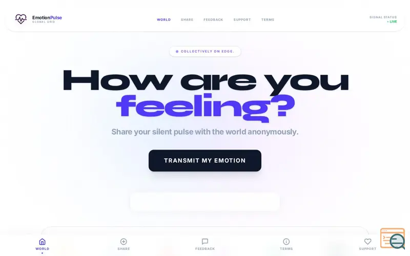 Screenshot of Global Emotion Pulse, a launch using Profitable CPM Rate Network