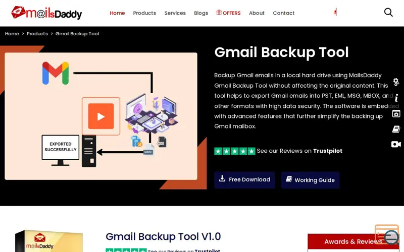 Screenshot of MailsDaddy Gmail Backup Tool