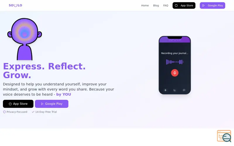 Screenshot of Soulo - Voice Journal with an AI Mind 