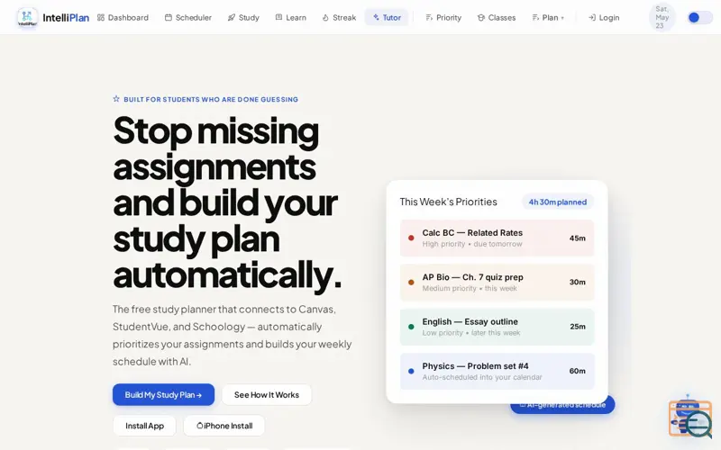 Screenshot of IntelliPlan