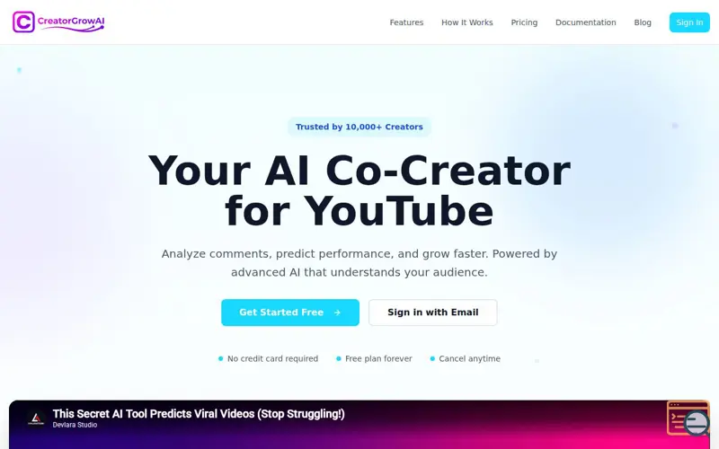 Screenshot of CreatorGrowAi