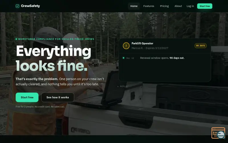 Screenshot of CrewSafety