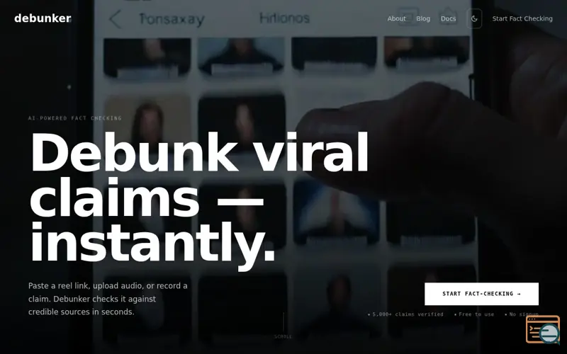 Screenshot of Debunker