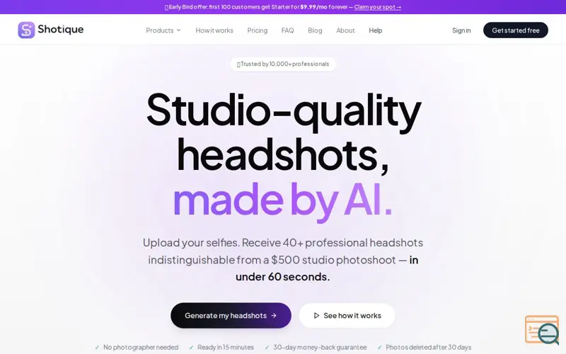 Screenshot of Shotique