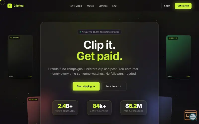 Screenshot of ClipReal