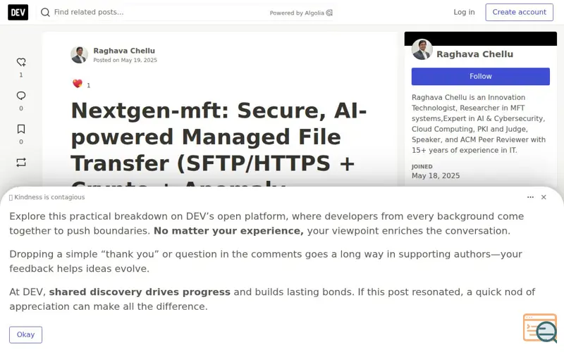 Screenshot of https://pypi.org/project/nextgen-mft, a launch using Mailchimp
