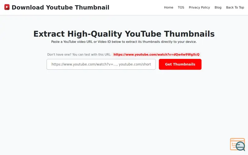 Screenshot of Youtube Thumbnail Downloader