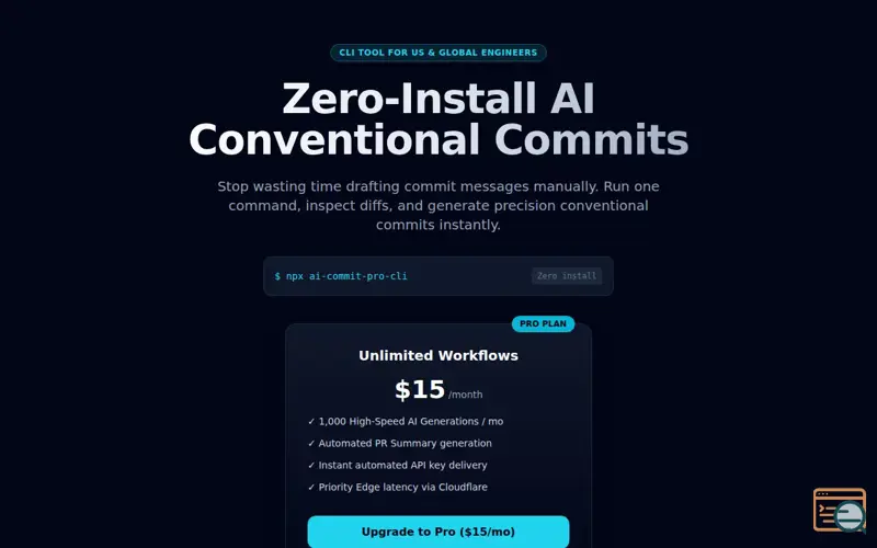 Screenshot of AI Commit Pro 2.0: Instant CLI & LP