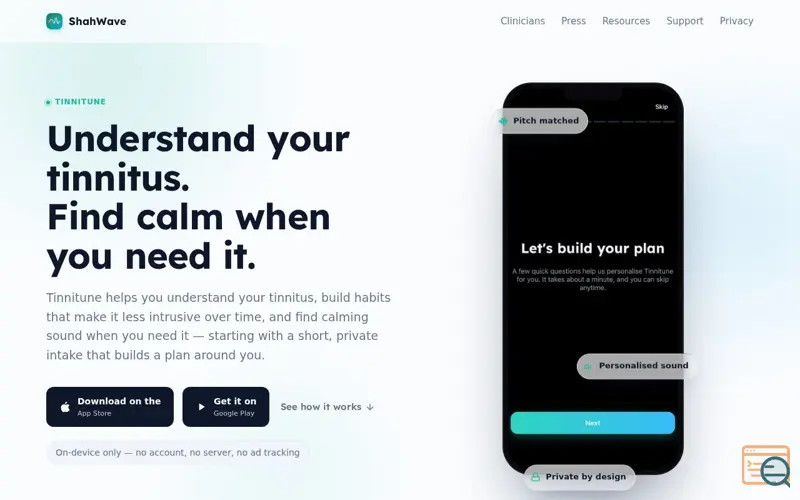 Screenshot of Tinnitune — Understand & Manage Tinnitus