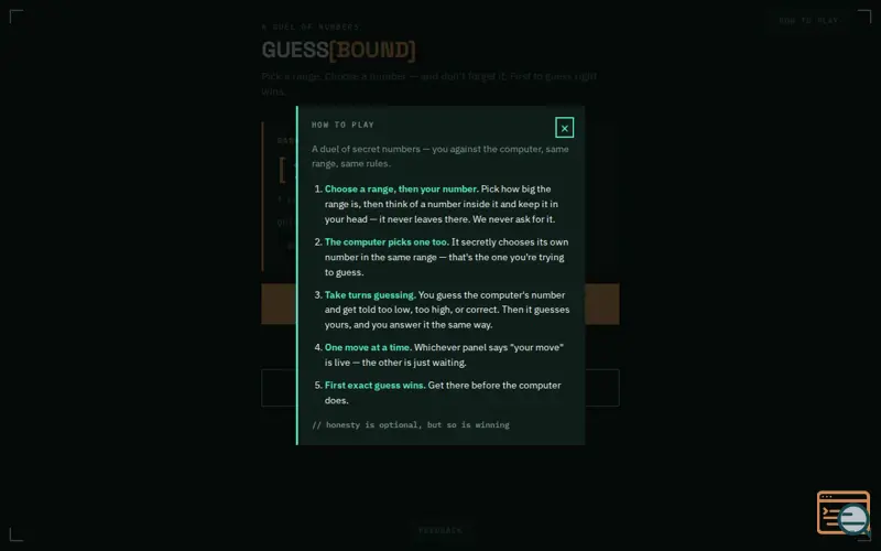 Screenshot of GuessBound — A Duel of Numbers