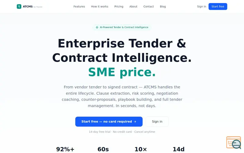 Screenshot of ATCMS by Stipulo AI Ltd