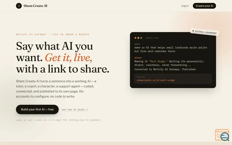 Screenshot of Create AI Free With 1 Prompt