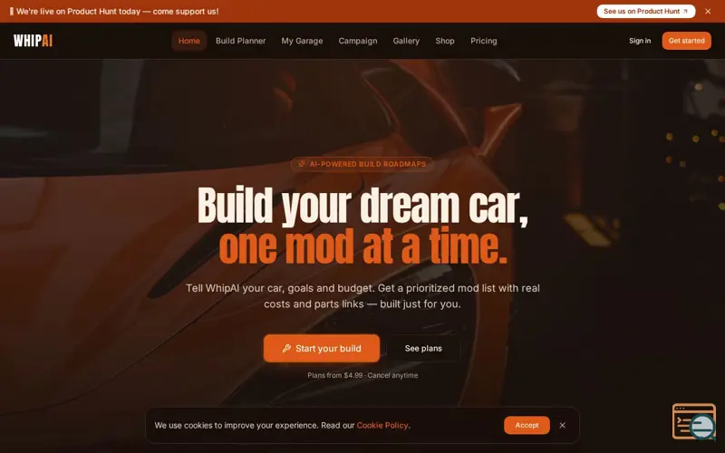 Screenshot of WhipAI - AI Car Mod Planner