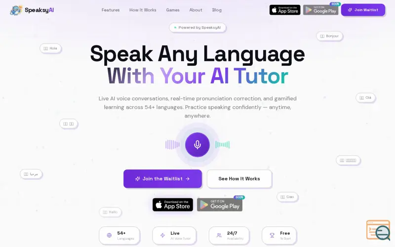 Screenshot of SpeaksyAI