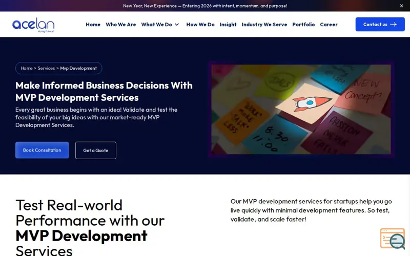 Screenshot of MVP Development Services for Startups