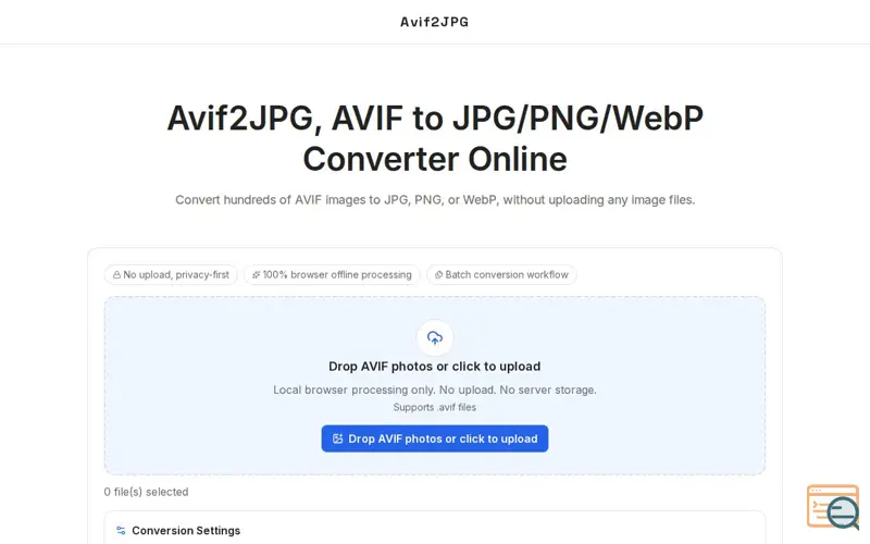 Screenshot of Avif2JPG