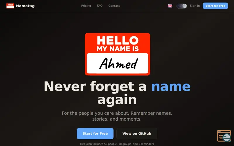 Screenshot of Nametag