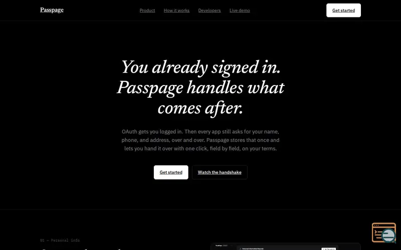 Screenshot of Passpage