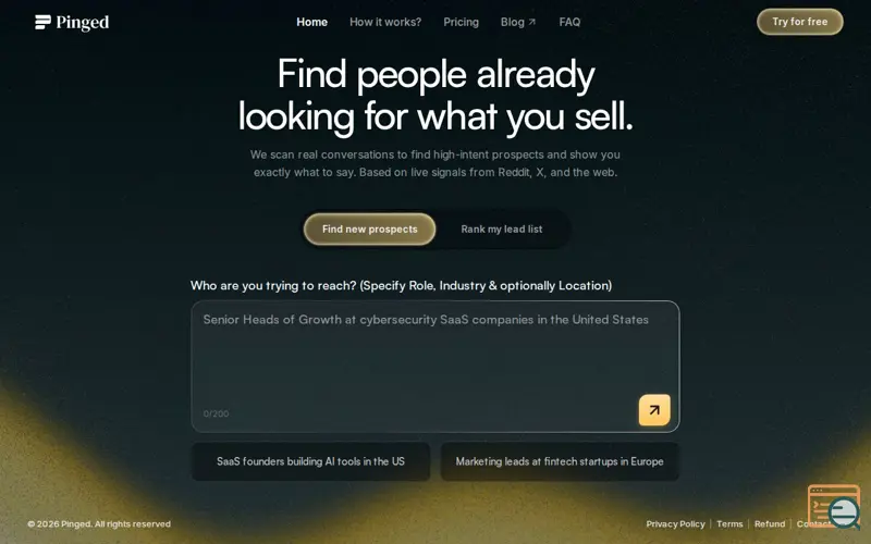 Screenshot of Pinged