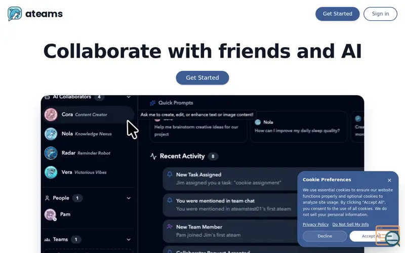 Screenshot of ateams