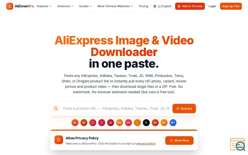 Screenshot of AliDownPro.com
