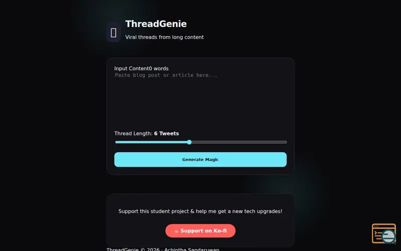 Screenshot of ThreadGenie